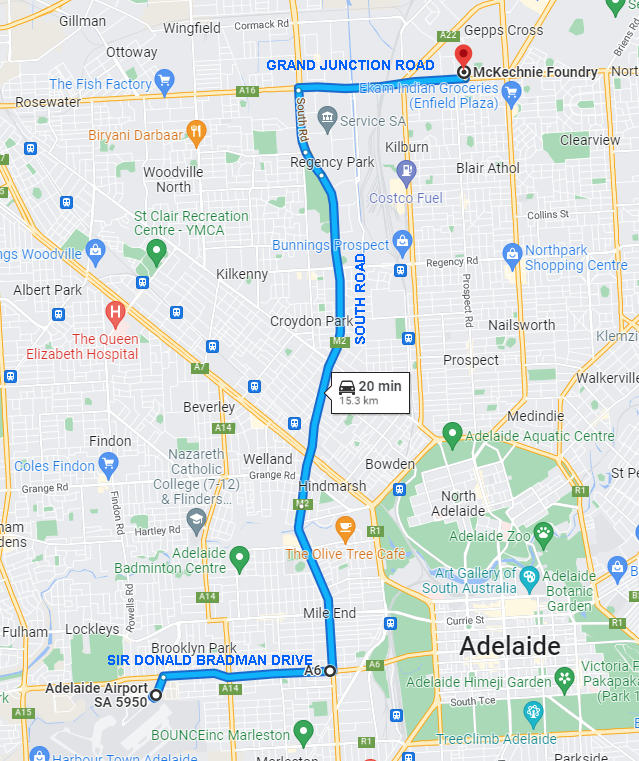 Find McKechie Iron Foundry Starting from the Airport